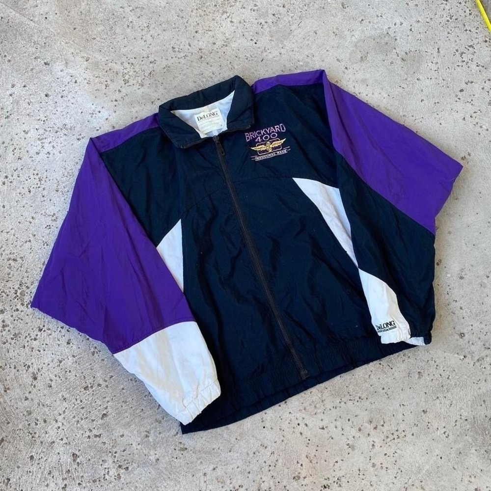 Vintage 90s Brickyard 400 Indianapolis Motor Speedway Windbreaker Jacket Delong